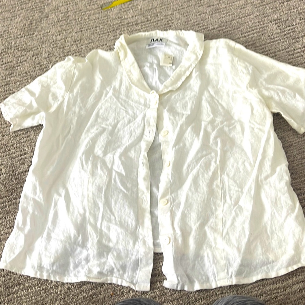 100% linen large, white